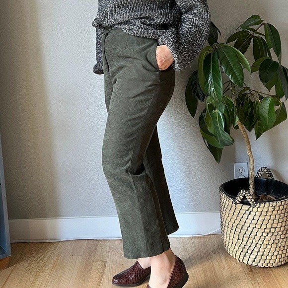 American Vintage Pants - vtg 90s Smith & Hawken green cropped pants straight leg trousers casual Medium